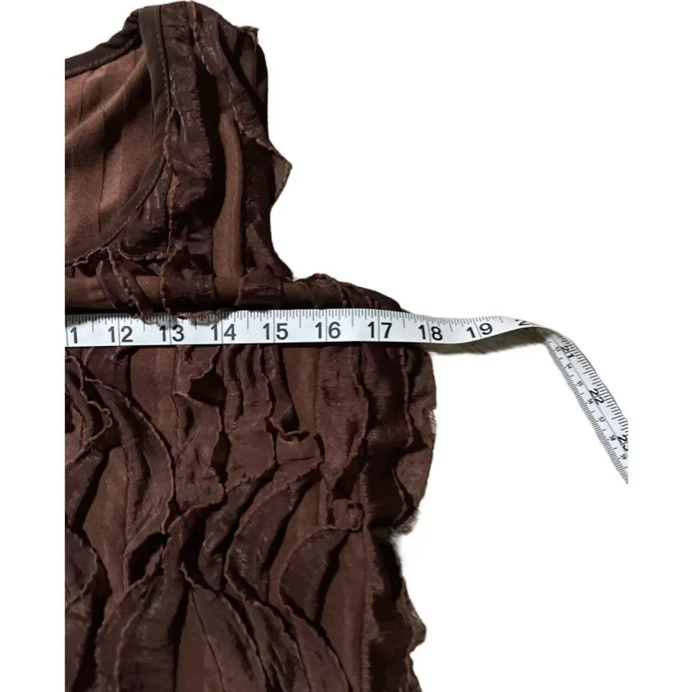 Jason Maxwell Brown Ruffle Tank Top Large - Picture 5 of 7